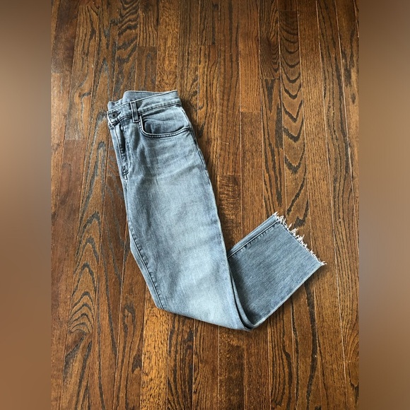 Proenza Schouler Denim - Proenza Schouler Womens 27 Blue/Gray Acid Wash PS-J2 5-Pocket Cropped Fray Jeans